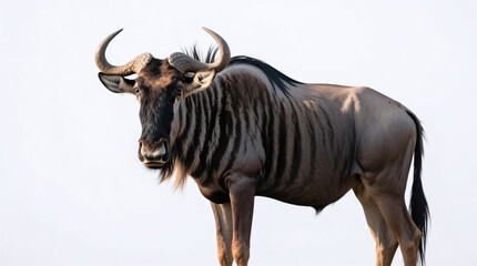 wildebeest isolated on white background
