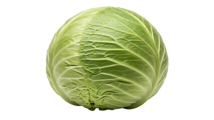 Fototapeta premium Closeup of a green cabbage head with detailed leaf texture against a black background vegetable fresh