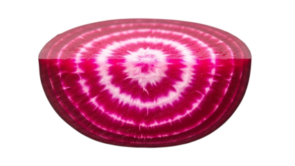 Closeup view of a vibrant pink and white spiral pattern on a translucent surface with glowing edges