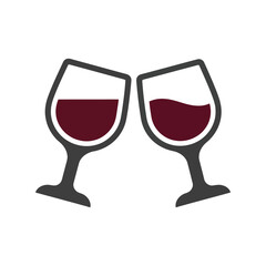 Clinking Wine Glasses Vector Illustration, Celebration Drinks Icon, Cheerful Toast for Special Events, Party Decoration, Elegant Beverage Graphic Design