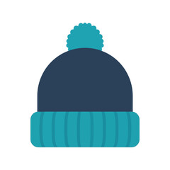 Cozy Winter Beanie Hat Illustration with Pom Pom, Stylish Knit Cap for Men and Women, Fashionable Headwear for Cold Weather Inspiration © azad