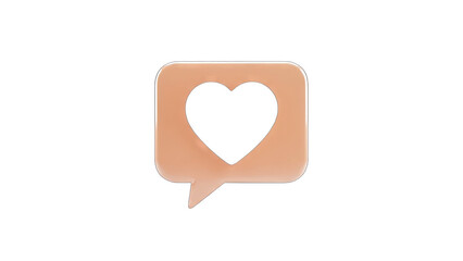 3D Heart Speech Bubble Icon on White Background