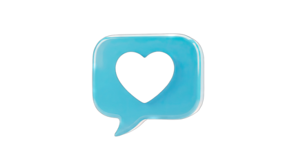3D Heart Speech Bubble Icon on White Background