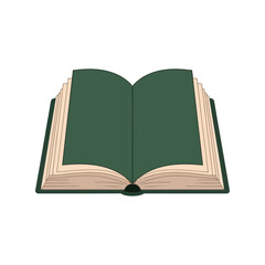 Open Green Book Illustration, Blank Pages, Education Concept, Study Material, Learning Resource, Textbook Design, Reading Tools, Knowledge Sharing Graphic
