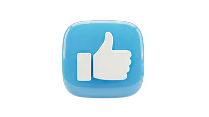 3D Like Button Icon on White Background