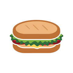 Delicious Iconic Burger with Fresh Ingredients on Soft Bun for Food Lovers, Fast Food, and Culinary Illustrations