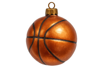 Naklejka premium Basketball christmas ornament representing sports enthusiasm and holiday spirit, hanging decoration for festive celebration