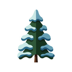 Beautiful Snow-Capped Evergreen Tree Illustration for Winter Seasonal Decor and Holiday Celebrations