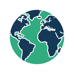 Stylized Globe Illustration Depicting Earth's Continents in Vibrant Blue and Green Shades for Global Themes and Educational Use