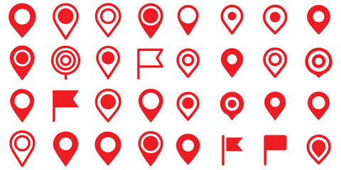 Set of location pin icons. location pin place marker. Location icon. Map marker pointer icon set. Modern map markers. Pin icon vector isolated on white background. Vector illustration, eps 10.