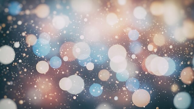 Abstract blue bokeh holiday lights background with glowing snow and festive shimmer - Powered by Adobe