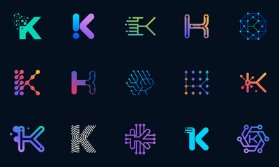 Vector technology logo design letter K template