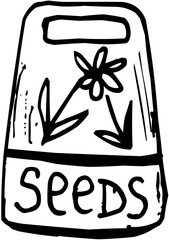 Hand-Drawn Sketch Seed Packet for Garden Planting Outline