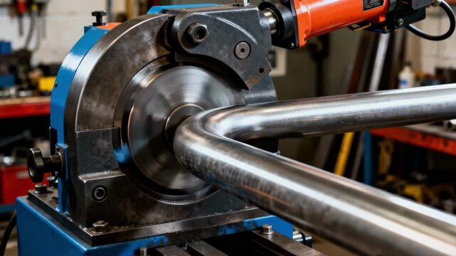 Hydraulic pipe bending machine smoothly shaping metal pipes showcasing precise control and power for seamless industrial installations.