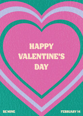 Valentine&rsquo;s Day greeting card with heart. Retro style design. Vector illustration