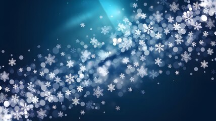Elegant Winter Blue Background with Sparkling Falling Snowflakes creating a Festive and Magical Seasonal Scene for Holiday Celebrations