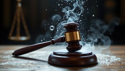 Gavel on the Desk: A detailed image of a judge's gavel resting on a wooden desk, symbolizing law, justice, and legal proceedings. Emphasizing the significance of authority.