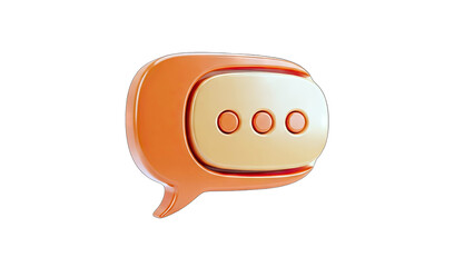 3D Orange Chat Bubble with Dots on White Background