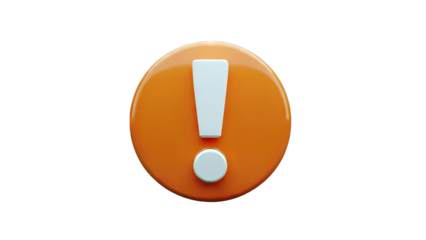 3D Orange Exclamation Mark on White Background