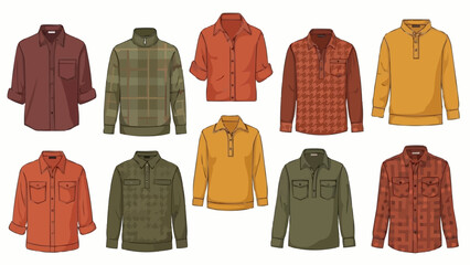 Collection of Mens Flannel Shirts in Various Colors and Patterns.