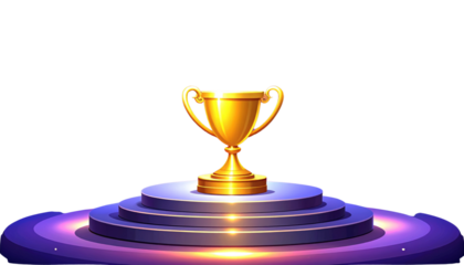 Winner Nomination Podium with Trophy and Starry Celebration Theme PNG (2)