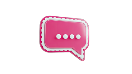 3D Pink Chat Bubble Icon on White Background