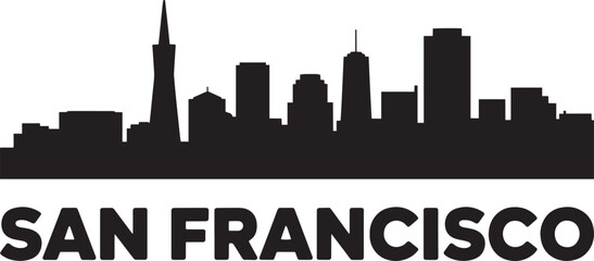 San francisco california skyline silhouette background cityscape template illustration graphic design