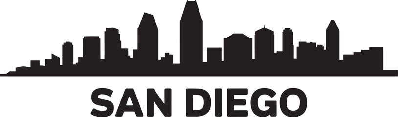 San diego california skyline silhouette background cityscape template illustration graphic design © Bakalia
