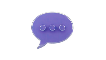 3D Purple Speech Bubble with Dots on White Background