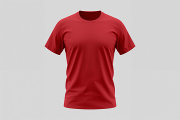 Red T- Shirt Mockup on Gray Background