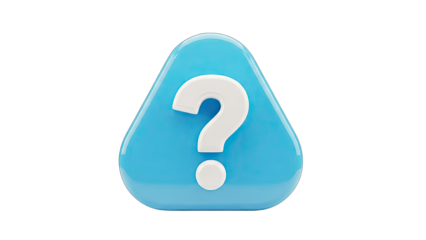 3D Question Mark Icon on Blue Triangle - Concept