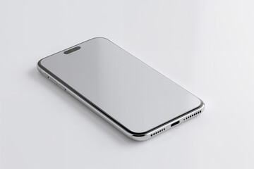 Silver smartphone with frosted gray screen on light gray background