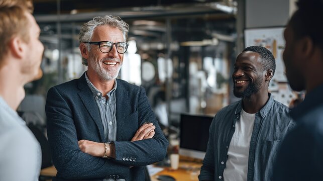 Business Team in a Modern Office: A group of professionals engages in a dynamic meeting within a contemporary office setting, filled with collaborative energy and shared vision.