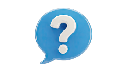 3D Question Mark in Speech Bubble on White Background