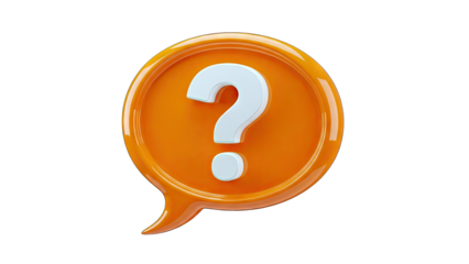 3D Question Mark in Speech Bubble on White Background
