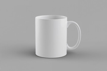 White Ceramic Mug Facing Right on a Gray Background