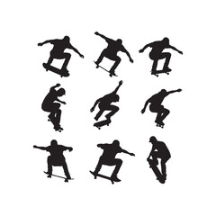 Skater Silhouettes Collection,Skaters Silhouettes,Vector Skater Silhouettes,Street Skateboarding Silhouettes,skater vector