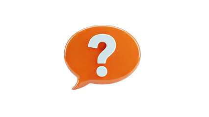 3D Question Mark in Speech Bubble on White Background