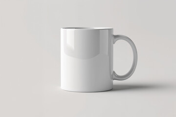 White Ceramic Mug on a Light Gray Background