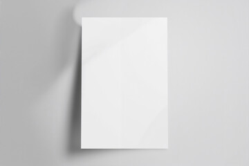 White Paper Sheet Mockup with Soft Shadow on Gray Background