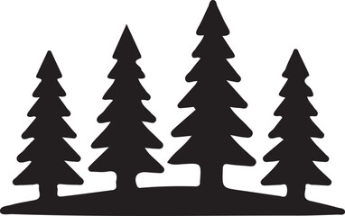 Obraz premium Pine Forest Silhouette Icon: Nature, Conservation, and Evergreen Tree Symbol