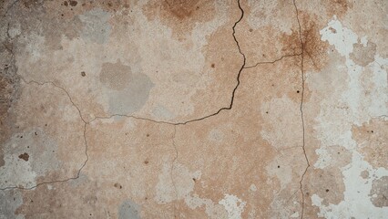 Aged wall texture with cracks and stains, old surface background, rustic weathered wall pattern.