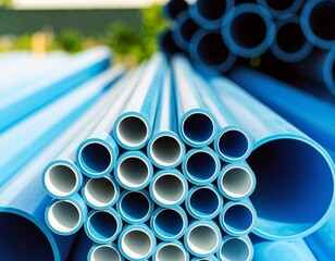 blue plastic pipes