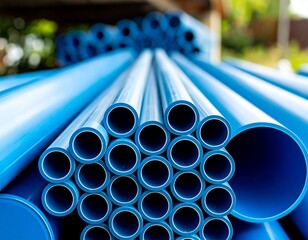 blue plastic pipes