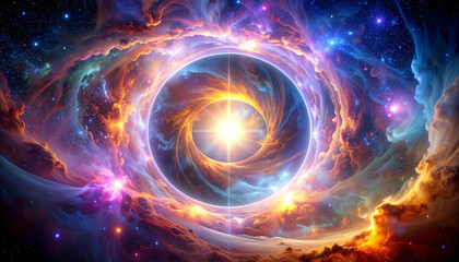 Obraz premium Bright abstract swirl with glowing purple and orange energy waves 