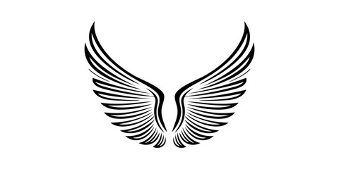 Black tribal eagle wings vector illustration featuring a flying bird silhouette and feather design set for a tattoo or angel heart symbol