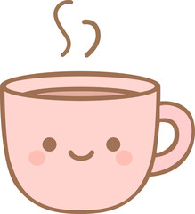 Illustration of Smiling Pink Coffee Cup