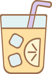 Iced Lemonade Glass Icon Illustration