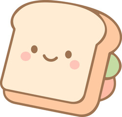 Illustration of a Cute Sandwich with a Face