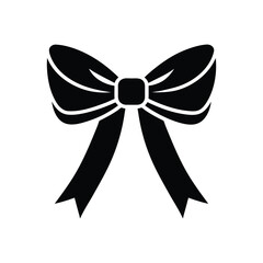 long Ribbon bow silhouette vector